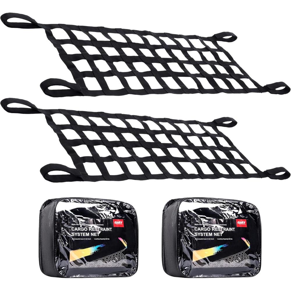 imageOrion Motor Tech Mesh Cargo Net 2 Pack Rooftop Hammock Compatible with 19872022 Jeep Wrangler YJ TJ JK JL ampamp Gladiator JT Jeep Wrangler Hammock Top Netting 4Door and 2Door2 Pack