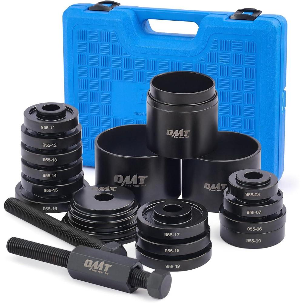 imageOrion Motor Tech Wheel Bearing Press Kit for Front Wheel Drive Bearing Removal ampamp Installation 24pc Wheel Bearing Puller Tool Set with Sliding Screws Universal Bushings Sleeves Storage Caseblue