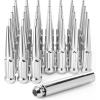 image14x15 Lug Nuts Black 32 Piece M14x15 Spike Lug Nuts Wheel Accessories Compatible with Chevy Ram Ford GMCSilver