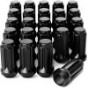 imageM14x15 Spline Lug Nuts with Cone Seat Chrome Plated Wheel Lug Nuts Compatible with Chevrolet Silverado Suburban 1500 Ford Expedition F150 Ram 1500ampamp More Set of 24Black