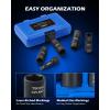 imageOrion Motor Tech 12quot Drive Lug Nut Socket Set Metric 17 19 21 mm ampamp SAE 1316 78 in Wheel Socket Set 5pc Impact Lug Nut Socket Set Thin Wall Lug Nut Sockets with Colored Protective CoversFlip  17 19 21 22 mm  34 1316 78 1516 in