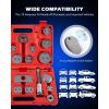 imageOrion Motor Tech 24pcs Brake Caliper Tool Heavy Duty Brake Caliper Compression Tool Caliper Piston Tool for Brake Pad Replacement Reset with Thrust Bolt Assemblies Retaining Plates 18 Disc AdaptersRed