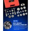 imageOrion Motor Tech 32pc Dual Brake Tools 2 in 1 Disc Brake Caliper Tool Set and Drum Brake Tool Kit Brake Caliper Tool and Brake Drum Tool with Brake Spring Tool Pliers Installer Remover AdjusterRed