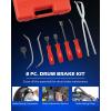 imageOrion Motor Tech 32pc Dual Brake Tools 2 in 1 Disc Brake Caliper Tool Set and Drum Brake Tool Kit Brake Caliper Tool and Brake Drum Tool with Brake Spring Tool Pliers Installer Remover AdjusterRed