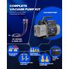 imageOrion Motor Tech A2L AC Vacuum Pump and Gauge Set 5 cfm 2 Stage Sparkless Ignition Proof Vacuum Pump for R1234yf R32 R134a R410A System with 4 Way AC Gauges Quick Couplers Thermometer Can Taps Hoses