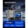 imageOrion Motor Tech A2L AC Vacuum Pump and Gauge Set 5 cfm 2 Stage Sparkless Ignition Proof Vacuum Pump for R1234yf R32 R134a R410A System with 4 Way AC Gauges Quick Couplers Thermometer Can Taps Hoses