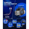 imageOrion Motor Tech A2L AC Vacuum Pump and Gauge Set for R1234yf R32 R134a R410A Systems with 35 cfm Sparkless Ignition Proof Vacuum Pump 3 Way AC Gauges Quick Couplers Can Taps Hoses Thermometer