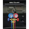 imageOrion Motor Tech AC Gauges AC Manifold Gauge Set for R134a R12 R22 R502 3 Way Automotive AC Gauge Set with Antishock Gauges Hoses Couplers Adapter Puncturing Can Tap Freon Recharge Kit