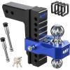 imageOrion Motor Tech Adjustable Trailer Hitch Fits 2 in Receiver 6 in Drop ampamp Rise Hitch 12500 LBS GTW Class 3 4 Hitch Heavy Duty Aluminum Drop Hitch for Truck with Three AntiTheft Locking Hitch PinsBlackBlue