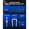 imageOrion Motor Tech Blind Hole Collet Bearing Race and Seal Puller Extractor Kit Slide Hammer Pilot Insert Inner Internal Bearing Removal Tool Set 16PCSblue