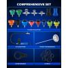 imageOrion Motor Tech Coolant Pressure Tester Kit 19pc Radiator Pressure Tester Kit with 15 Radiator Adapters ampamp Wrench Cooling System Pressure Tester Kit with Vacuum Pump ampamp Probe ThermometerBlue
