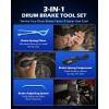 imageOrion Motor Tech Drum Brake Tool Kit 3 pc Drum Brake Adjustment Tool Set with Brake Spring Compressor Tool and Brake Spoon Double Ended Brake Spring Pliers for Brake Spring Removal and Installation