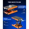 imageOrion Motor Tech Motorcycle Lift 1100lb Motorcycle Scissor Lift Jack with Wide Deck T Handle 38quot Socket Motorbike Center Stand with Chain Brush Crank Hoist Stand for ATV Dirt Bike Cruiser GrayOrange