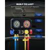 imageOrion Motor Tech R1234yf AC Gauge Set 4 Way AC Gauges W Hoses R1234yf R134a Quick Couplers Self Sealing Can Tap for Freon Charging AC Gauge Kit for R1234yf R134a R404a 4 Valve Manifold Gauge Set