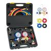 imageOrion Motor Tech 4 Way AC Diagnostic Manifold Gauge Set Fits R134A R410A and R22 Refrigerants with 5FT Hose 3 Tank Adapters Adjustable Couplers and Can Tap
