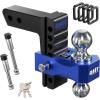 imageOrion Motor Tech Adjustable Trailer Hitch Fits 2 in Receiver 6 in Drop ampamp Rise Hitch 12500 LBS GTW Class 3 4 Hitch Heavy Duty Aluminum Drop Hitch for Truck with Three AntiTheft Locking Hitch PinsBlackBlue