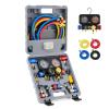 imageOrion Motor Tech R1234yf AC Gauge Set 4 Way AC Gauges W Hoses R1234yf R134a Quick Couplers Self Sealing Can Tap for Freon Charging AC Gauge Kit for R1234yf R134a R404a 4 Valve Manifold Gauge Set