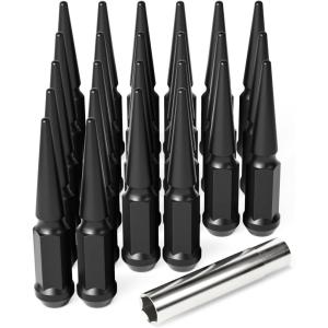 image14x15 Lug Nuts Black 32 Piece M14x15 Spike Lug Nuts Wheel Accessories Compatible with Chevy Ram Ford GMCBlack