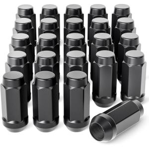 imageM14x15 Spline Lug Nuts with Cone Seat Chrome Plated Wheel Lug Nuts Compatible with Chevrolet Silverado Suburban 1500 Ford Expedition F150 Ram 1500ampamp More Set of 24Black