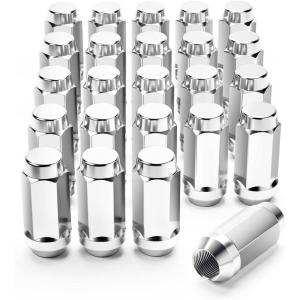 imageM14x15 Spline Lug Nuts with Cone Seat Chrome Plated Wheel Lug Nuts Compatible with Chevrolet Silverado Suburban 1500 Ford Expedition F150 Ram 1500ampamp More Set of 24Silver