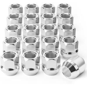 imageOrion Motor Tech 12quot20 Open End Lug Nuts 34quot 19mm Hex 084x09 in Chrome Plated Wheel Lug Nuts Compatible with Dodge Dakota Ramcharger Ford Bronco Explorer F150 Jeep Wrangler Set of 20Silver