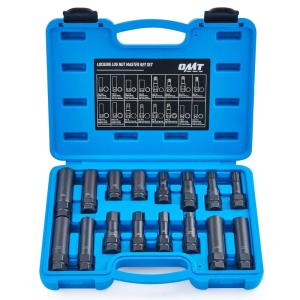 imageOrion Motor Tech 16pc Locking Lug Nut Master Key Set SAE ampamp Metric Wheel Lock Removal Kit for Removing Locking Spline Star Hex and Fluted Hex Lug Nuts Lug Nut Remover Set for Mechanics and MoreBlue