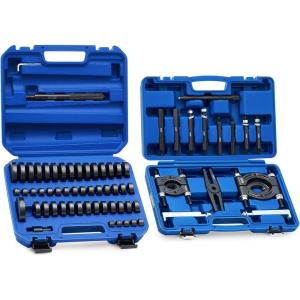 imageOrion Motor Tech 2 in 1 Bushing Driver Tool ampamp Bearing Press Kit Complete Bushing ampamp Bearing Service Kit with 2quot and 3quot Jaws 5 Ton Capacity Bearing Separator Heavy Duty Wheel Bearing Puller Tool Set