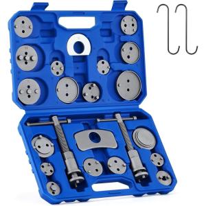imageOrion Motor Tech 24pcs Brake Caliper Tool Heavy Duty Brake Caliper Compression Tool Caliper Piston Tool for Brake Pad Replacement Reset with Thrust Bolt Assemblies Retaining Plates 18 Disc AdaptersBlue