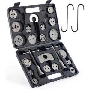 imageOrion Motor Tech 24pcs Brake Caliper Tool Heavy Duty Brake Caliper Compression Tool Caliper Piston Tool for Brake Pad Replacement Reset with Thrust Bolt Assemblies Retaining Plates 18 Disc AdaptersBlack