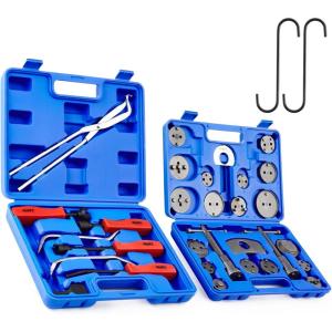 imageOrion Motor Tech 32pc Dual Brake Tools 2 in 1 Disc Brake Caliper Tool Set and Drum Brake Tool Kit Brake Caliper Tool and Brake Drum Tool with Brake Spring Tool Pliers Installer Remover AdjusterBlue