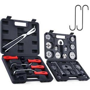 imageOrion Motor Tech 32pc Dual Brake Tools 2 in 1 Disc Brake Caliper Tool Set and Drum Brake Tool Kit Brake Caliper Tool and Brake Drum Tool with Brake Spring Tool Pliers Installer Remover AdjusterBlack