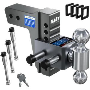 imageOrion Motor Tech Adjustable Trailer Hitch Heavy Duty 25 inch Receiver Hitch 6quot Drop Hitch with 2quot ampamp 2516quot Balls 360 DualBall Mount with 18500lb Towing Capacity for Class IV ampamp V Gray