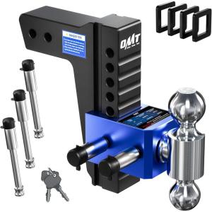 imageOrion Motor Tech Adjustable Trailer Hitch Heavy Duty 25 inch Receiver Hitch 8quot Drop Hitch with 2quot ampamp 2516quot Balls 360 DualBall Mount with 18500lb Towing Capacity for Class IV ampamp V Vehicles