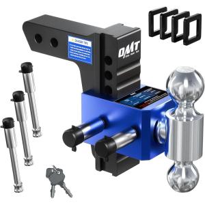 imageOrion Motor Tech Adjustable Trailer Hitch Heavy Duty Drop Hitch 2 inch Receiver 6quot Drop ampamp Rise Hitch with 2quot ampamp 2516quot Balls 360 DualBall Mount with 12500 lb Towing Capacity for Class III ampamp IV