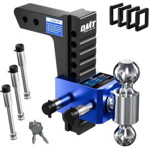imageOrion Motor Tech Adjustable Trailer Hitch Heavy Duty Drop Hitch 2 inch Receiver 8quot Drop ampamp Rise Hitch with 2quot ampamp 2516quot Balls 360 DualBall Mount with 12500 lb Towing Capacity for Class III ampamp IV