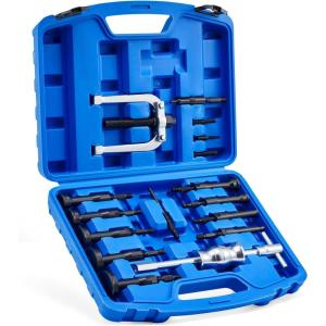 imageOrion Motor Tech Blind Hole Collet Bearing Race and Seal Puller Extractor Kit Slide Hammer Pilot Insert Inner Internal Bearing Removal Tool Set 16PCSblue