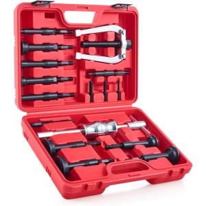 imageOrion Motor Tech Blind Hole Collet Bearing Race and Seal Puller Extractor Kit Slide Hammer Pilot Insert Inner Internal Bearing Removal Tool Set 16PCSred