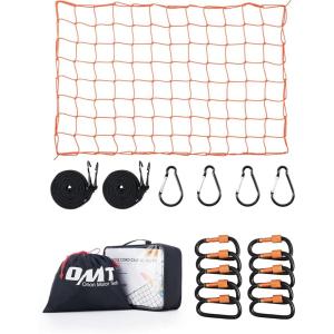imageOrion Motor Tech Cargo Net for Trailer 5x7 Truck Cargo Net Utility Trailer Net 10x14 Max Stretch Size Truck Bed Net with 18 Carabiners Storage Bag 5 x 7 ft BlackOrange