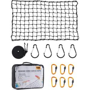 imageOrion Motor Tech Cargo Net for Trailer 5x7 Truck Cargo Net Utility Trailer Net 10x14 Max Stretch Size Truck Bed Net with 18 Carabiners Storage Bag 5 x 7 ft BlackBlack