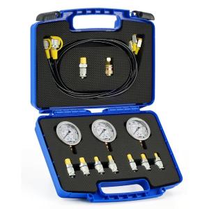 imageOrion Motor Tech Hydraulic Pressure Test Kit with 3 Gauges 3500 5500 9000 psi 8 Test Couplings Quick Connector ampamp 3 Test Hoses Hydraulic Gauge Kit for Excavator Construction Machinery