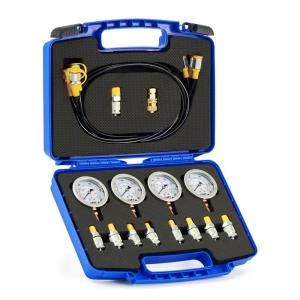 imageOrion Motor Tech Hydraulic Pressure Test Kit with 4 Gauges 1300 3500 5500 9000 psi 9 Test Couplings Quick Connector ampamp 3 Test Hoses Hydraulic Gauge Kit for Excavator Construction Machinery