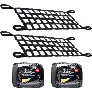imageOrion Motor Tech Mesh Cargo Net 2 Pack Rooftop Hammock Compatible with 19872022 Jeep Wrangler YJ TJ JK JL ampamp Gladiator JT Jeep Wrangler Hammock Top Netting 4Door and 2Door2 Pack