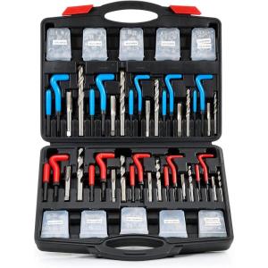 imageOrion Motor Tech Thread Repair Kit SAE and Metric Helicoil Repair Kit with HSS Drill Bits Inserts Taps Break Off Tools Rethreading Tools in 14quot 516quot 38quot 716quot 12quot ampamp M5 M6 M8 M10 M12 SizesMetric  SAE Set