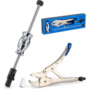 imageOrion Motor Tech Vise Grip Slide Hammer 98 in Locking Pliers 2 lb Slide Hammer with Quick Release Swivel Connector Locking Pliers Slide Hammer Set for Nail Bolt Pin Seal CV Axle Removal