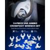 imageOrion Motor Tech 14 Piece Jumbo Crowfoot Wrench Set SAE Crows Foot Wrench Set for 1116quot to 2quot Flare Nuts for 12quot Drive Rachets Extenders CrV Steel Crowfoot Wrenches with Phosphating ampamp Carry Case
