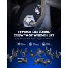 imageOrion Motor Tech 14 Piece Jumbo Crowfoot Wrench Set SAE Crows Foot Wrench Set for 1116quot to 2quot Flare Nuts for 12quot Drive Rachets ampamp Extenders Blackened CrV Steel Crowfoot Wrenches with Carry Case