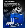 imageOrion Motor Tech 14pc Spark Plug Socket Set 38 Inch Drive Magnetic Swivel Spark Plug Socket Set with Torque Wrench Torque Bits Universal Joint and Extension Bar 545 ftlb Spark Plug Removal Tool