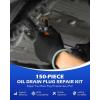 imageOrion Motor Tech 150pc Oil Drain Plug Repair Kit in M13 M15 M17 M20 M22 Sizes Metric Oil Drain Pan Thread Repair Kit with Crush Washers Thread Taps Drain Plugs and Carry Case Rethreading Tools