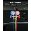imageOrion Motor Tech 3 Way AC Diagnostic Manifold Gauge Set for Freon Charging Fits R134A R12 R22 and R502 Refrigerants with 3FT Hose Tank Adapters Quick Couplers and Can Tap5FT
