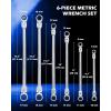 imageOrion Motor Tech 6Piece Ratcheting Wrench Set Metric 819 mm Flex Head Ratcheting Wrench Set Extra Long Ratchet Wrench Set with 72 Tooth Gear ampamp Double Box End